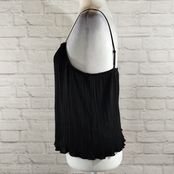 MA Madewell Black Square Neck Stretch Plissé Pleated Crop Cami Tank Top NWT M - Picture 2 of 12